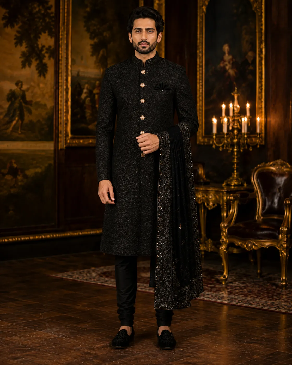 Midnight Jaal Sherwani