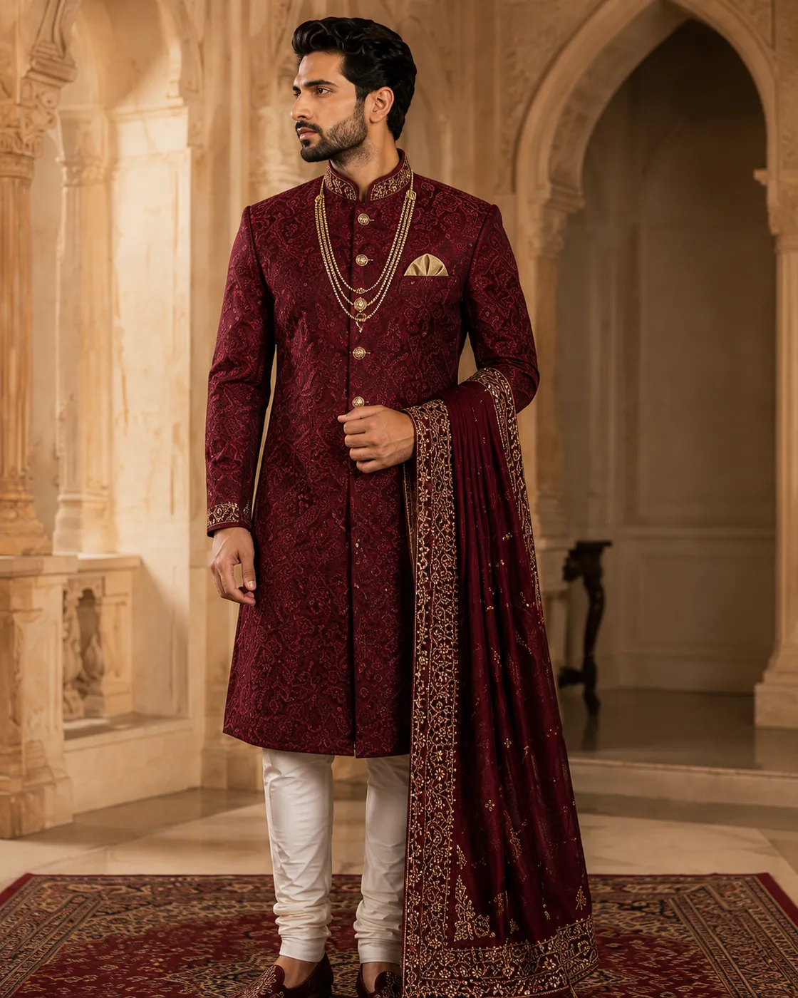 Regal Maroon Sherwani