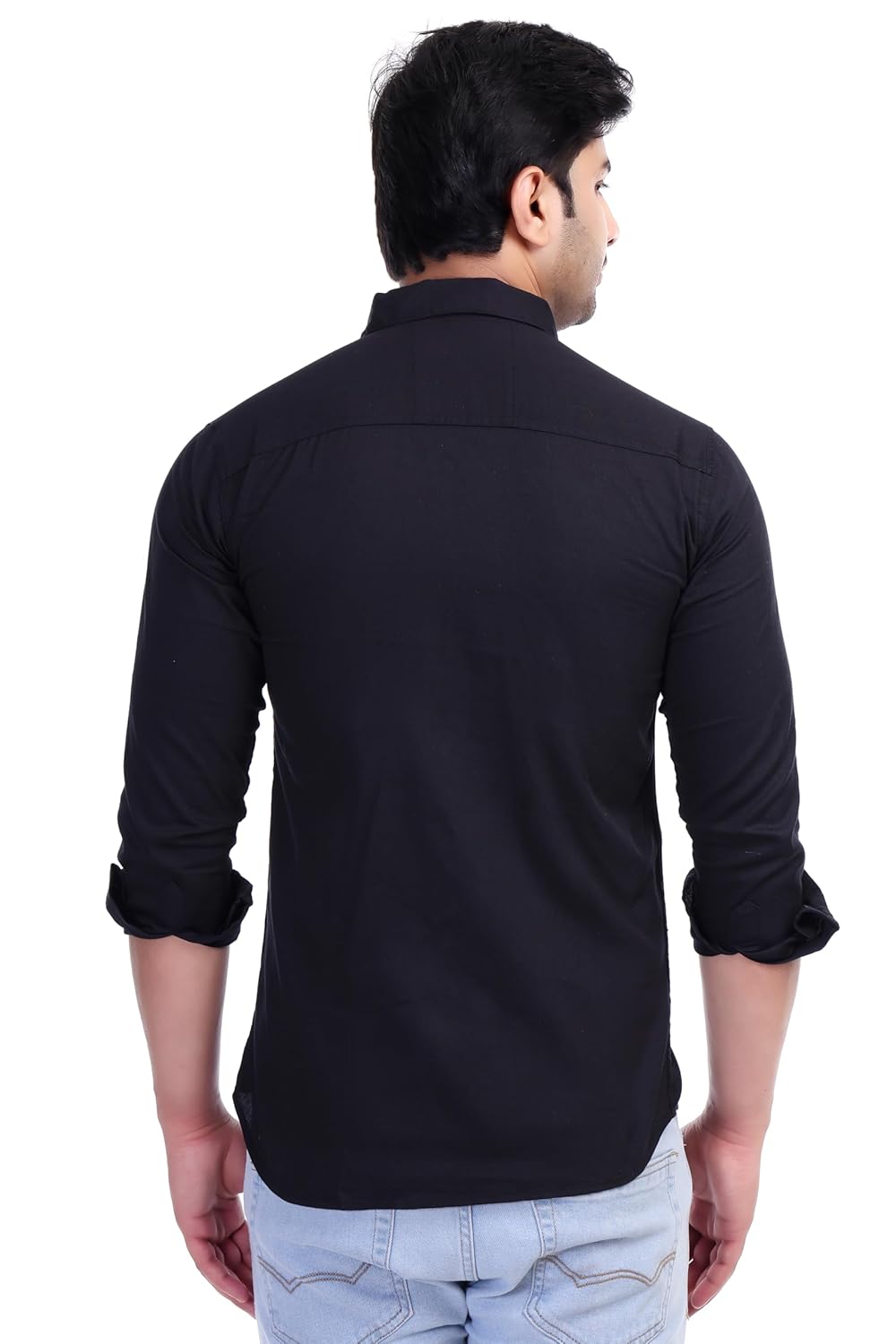 Al Bahar Men's Solid Slim Fit Cotton Casual Shirt with Spread Collar & Full Sleeves